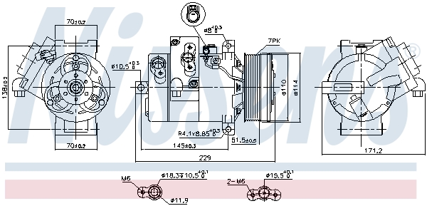 Compressor, air conditioning - 890695 NISSENS