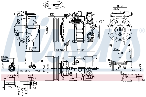 Компрессор, кондиционер - 890764 NISSENS