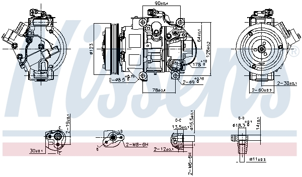 Компрессор, кондиционер - 890872 NISSENS