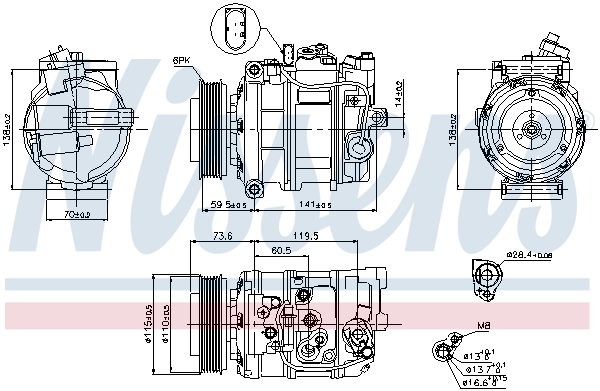 Компрессор, кондиционер - 89092 NISSENS