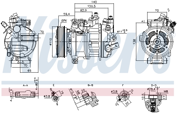 Компрессор, кондиционер - 890944 NISSENS