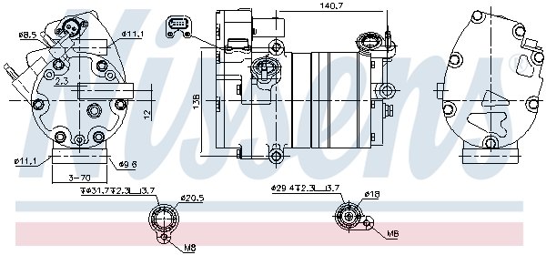 Compressor, air conditioning - 891070 NISSENS