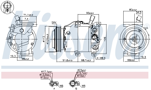 Compressor, air conditioning - 891184 NISSENS