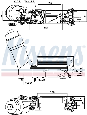 Oil Cooler, engine oil - 91335 NISSENS