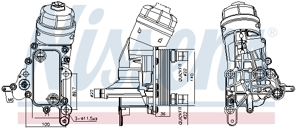 Oil Cooler, engine oil - 91343 NISSENS