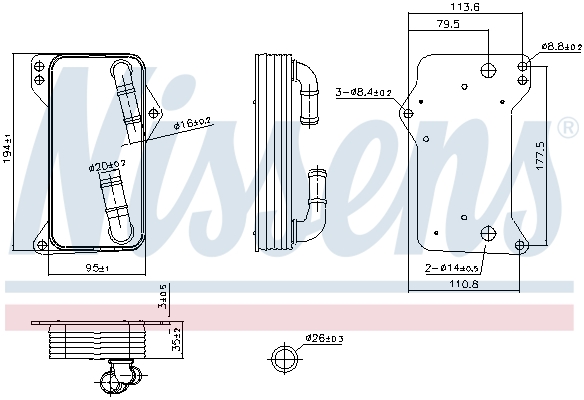 Oil Cooler, automatic transmission - 91505 NISSENS