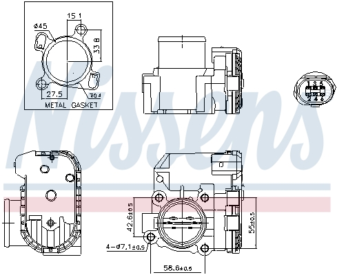 Throttle body - 955191 NISSENS