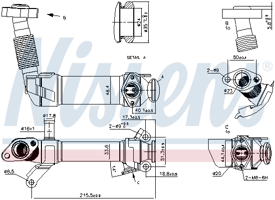 Radiatore, Ricircolo gas scarico - 989281 NISSENS