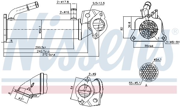Radiatore, Ricircolo gas scarico - 989321 NISSENS