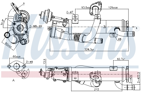 Radiatore, Ricircolo gas scarico - 989329 NISSENS