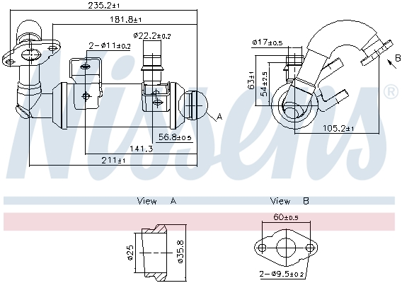 Cooler, exhaust gas recirculation - 989405 NISSENS