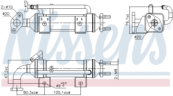 Radiatore, Ricircolo gas scarico - 989435 NISSENS