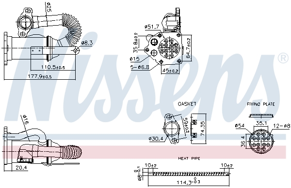 Radiatore, Ricircolo gas scarico - 989453 NISSENS