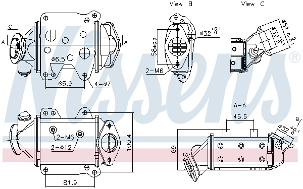 Radiatore, Ricircolo gas scarico - 989457 NISSENS