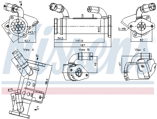 Radiatore, Ricircolo gas scarico - 989474 NISSENS