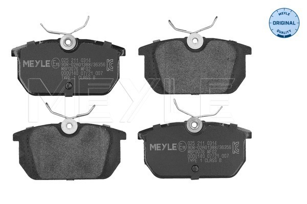 Brake Pad Set, disc brake - 025 211 0314 MEYLE