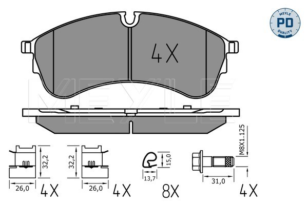 Brake Pad Set, disc brake - 025 221 7821/PD MEYLE
