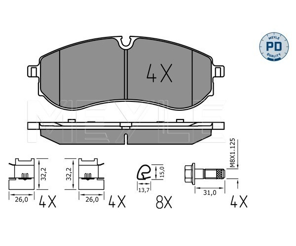 Brake Pad Set, disc brake - 025 224 9220/PD MEYLE