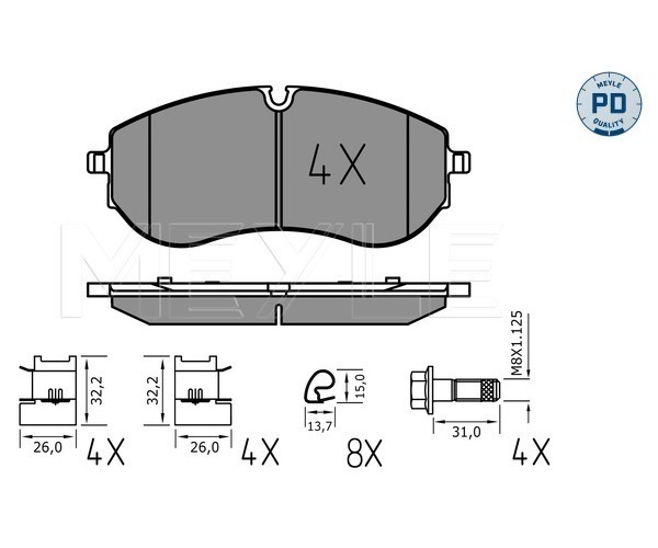 Brake Pad Set, disc brake - 025 224 9320/PD MEYLE