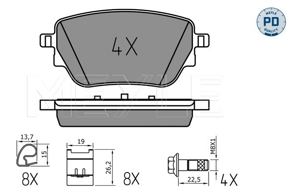 Kit pastiglie freno, Freno a disco - 025 229 8617/PD MEYLE