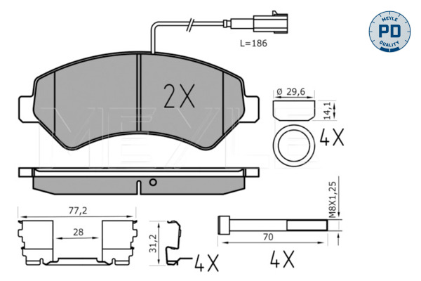 Brake Pad Set, disc brake - 025 244 6619-1/PD MEYLE