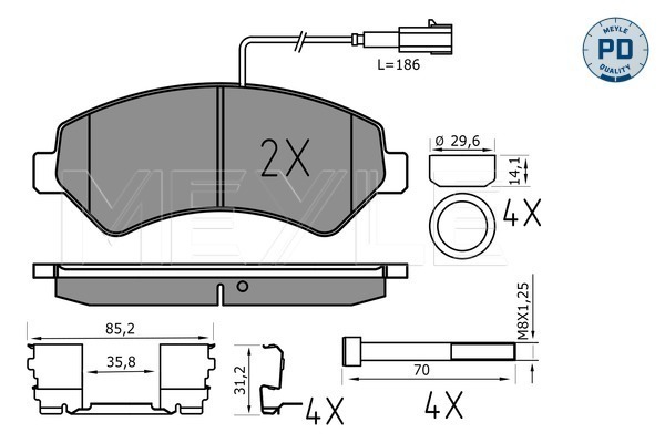 Brake Pad Set, disc brake - 025 244 6619-2/PD MEYLE