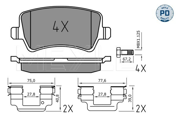 Brake Pad Set, disc brake - 025 244 9618/PD MEYLE