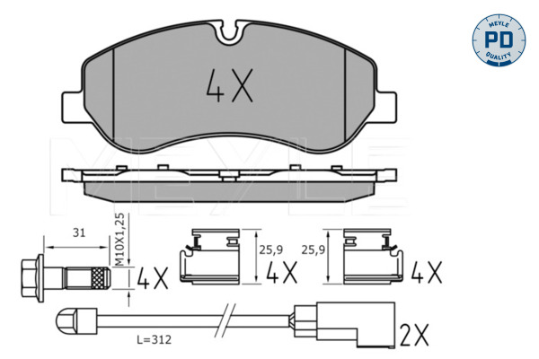 Brake Pad Set, disc brake - 025 256 0217/PD MEYLE