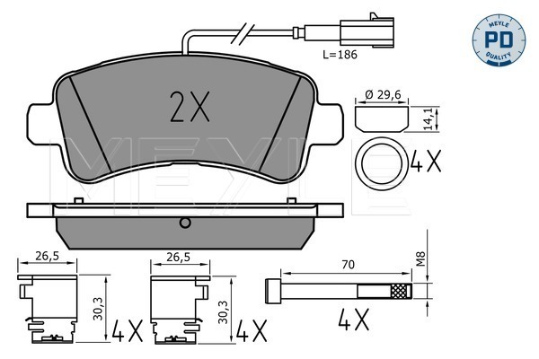 Brake Pad Set, disc brake - 025 259 8721/PD MEYLE