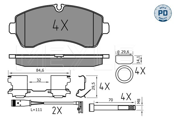 Brake Pad Set, disc brake - 025 292 0020/PD MEYLE