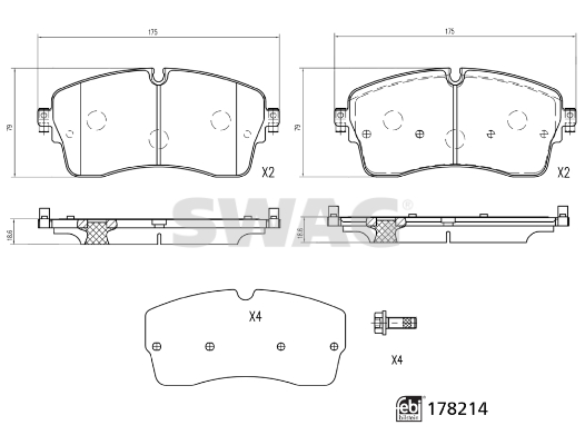 Brake Pad Set, disc brake - 33 10 4431 SWAG