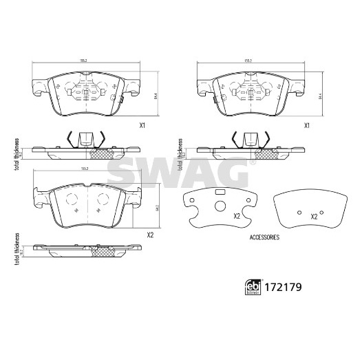 Brake Pad Set, disc brake - 33 10 7334 SWAG