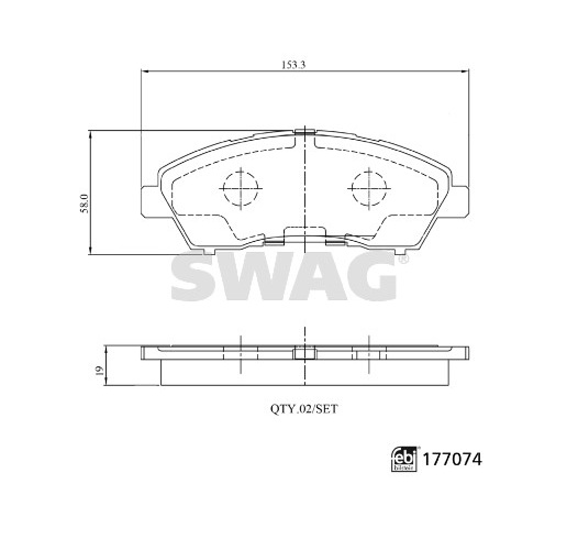 Brake Pad Set, disc brake - 33 10 7496 SWAG