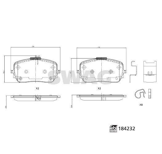 Brake Pad Set, disc brake - 33 10 9322 SWAG