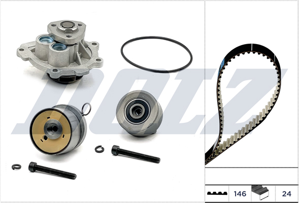 Pompa acqua + Kit cinghie dentate - KD162 DOLZ