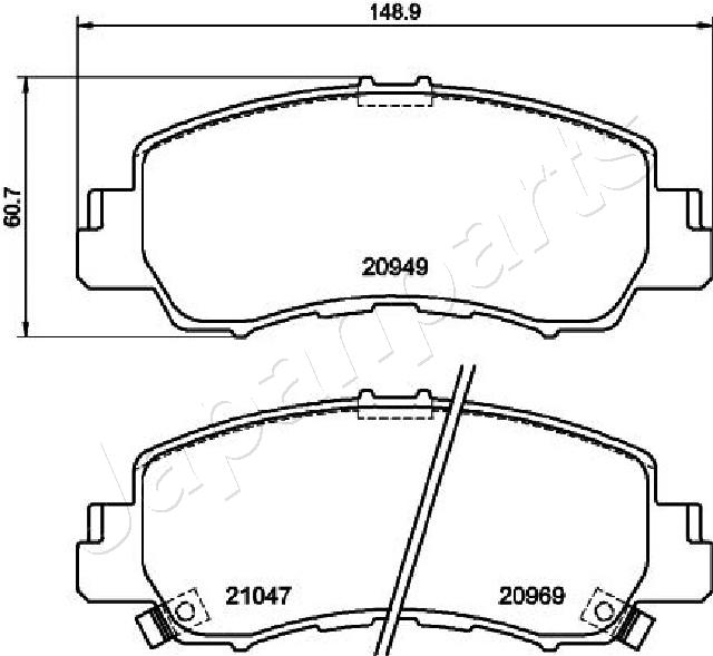 Brake Pad Set, disc brake - PA-533AF JAPANPARTS