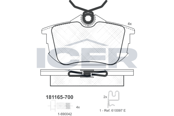 Kit pastiglie freno, Freno a disco - 181165-700 ICER