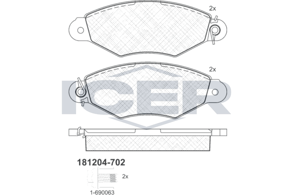 Kit pastiglie freno, Freno a disco - 181204-702 ICER