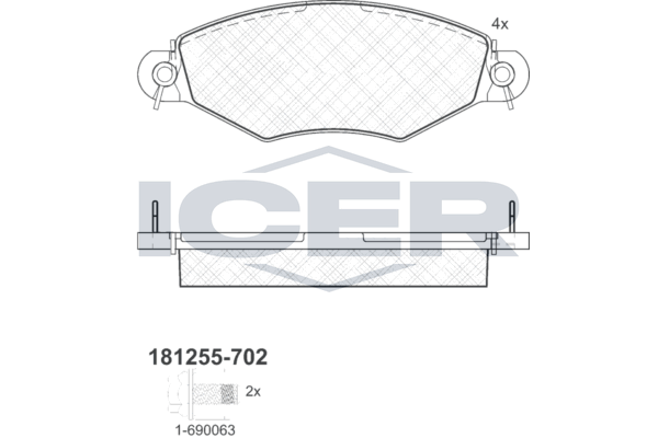 Brake Pad Set, disc brake - 181255-702 ICER