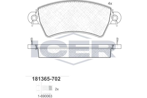 Kit pastiglie freno, Freno a disco - 181365-702 ICER