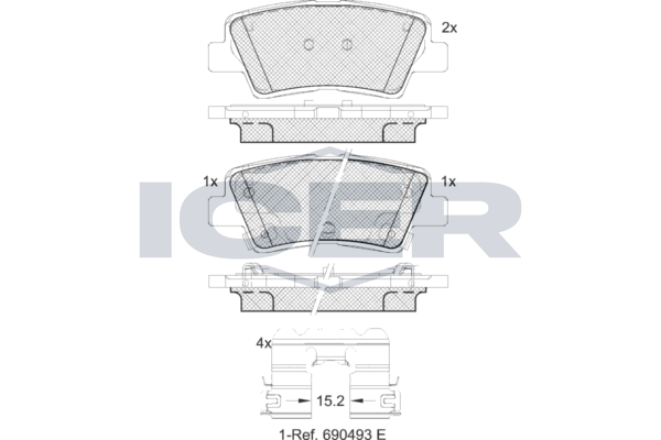 Brake Pad Set, disc brake - 182036-066 ICER