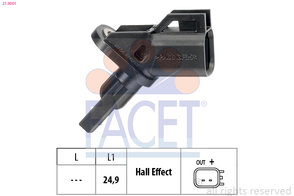 Sensor, wheel speed - 21.0001 FACET