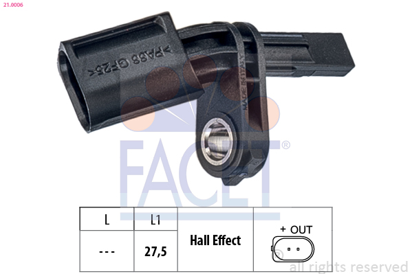 Sensor, wheel speed - 21.0006 FACET