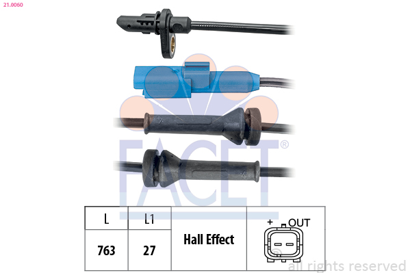 Sensor, wheel speed - 21.0060 FACET