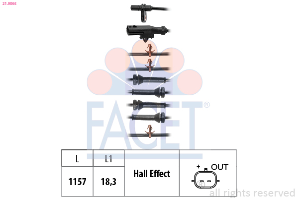 Sensor, wheel speed - 21.0065 FACET