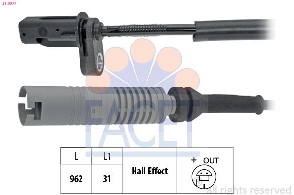 Sensor, wheel speed - 21.0077 FACET
