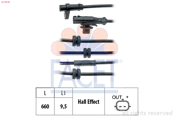 Sensor, wheel speed - 21.0126 FACET