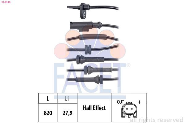 Sensor, wheel speed - 21.0140 FACET