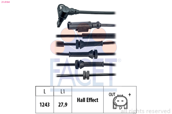 Sensor, wheel speed - 21.0184 FACET