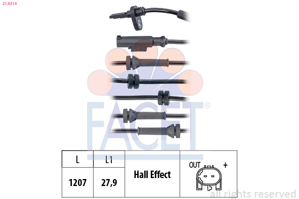 Sensor, wheel speed - 21.0214 FACET